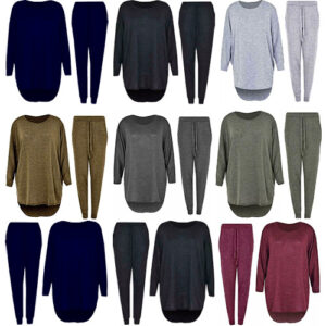 Women 2 piece Tracksuit High Low Casual Lounge wear Plus Size Top&Bottoms Set UK