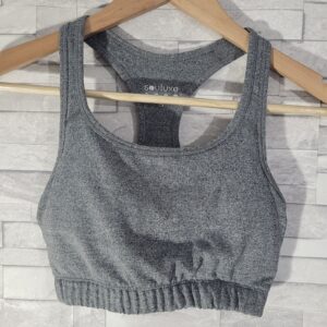 Ladies SOULUXE Vest Top Grey Small Size 8-10 UK Cropped Padded Gym Running Yoga