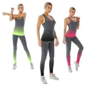 Ladies Gym Wear Womens Sports Fitness Yoga Suit Workout Vest Top Leggings Set