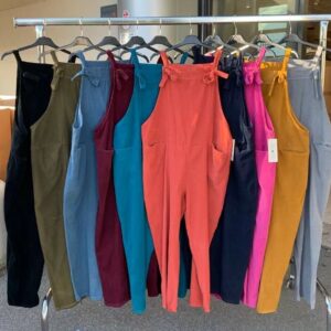 Italian Ladies Largenlook 2 Pockets Front Tie Baby Corduroy Jumpsuit  Dungarees