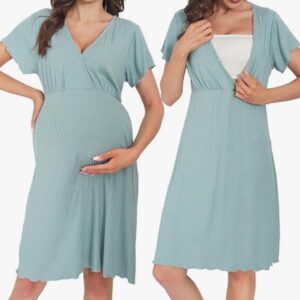 ARCFEETORY Womens Super Soft Maternity & Nursing Nightgown Nightdress Size XL