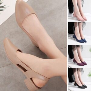 Women’s Pointed Toe Slingback Sandals, Low Chunky Block Heel Footwear New