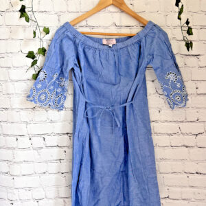 Dorothy Perkins Maternity – v pretty blue dress denim style /emrbroidery-size 10