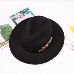 Women Ladies Vintage Large Felt Trilby Fedora Jazz Wide Brim Hat Cap Gangster