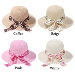 Ladies Women Sun Hat Straw Spring Summer Floppy Beach Wide Brim Foldable Cap UK