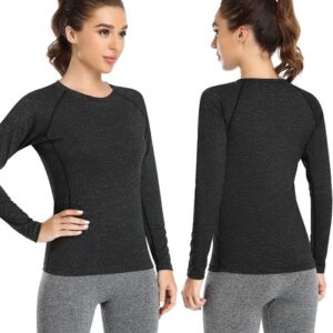 Ullnoy 3 Pack Women’s Long Sleeve Gym Tops Quick Dry Workout Running T Shirt Br