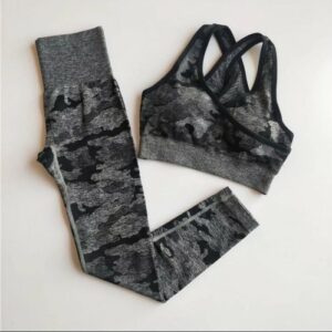 Women Seamless Yoga Set Fitness Clothing Camouflage High Waist Gym Leggings…