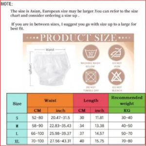 Adult Waterproof Vinyl Incontinence Pants Plastic Knickers Underwear Clear/White