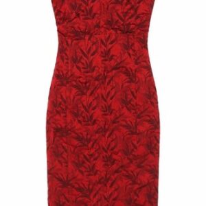 NEXT Womens Sheath Dress Size 10 Red Floral Knee Length Strapless Sleeveless Zip