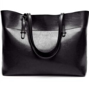 Women’s Soft Leather Handbag – Large Capacity Vintage Tote with Top Handles