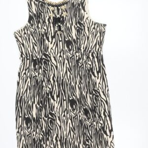et vous Womens Sheath Dress Size 16 Multicoloured Animal Print Knee Length Lined
