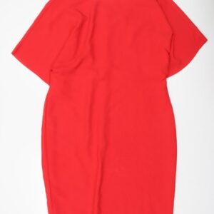 Gallery Womens Sheath Dress Size 18 Red Knee Length V-Neck Short Sleeve Business