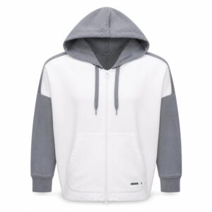 Adidas Womens Full Zip Hoodie Size M Grey Colourblock Long Sleeve Casual Logo