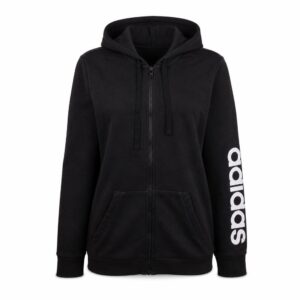 adidas Womens Full Zip Hoodie Size M Black Long Sleeve Activewear Logo