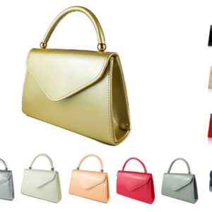 Women’s Shiny Patent Envelope Style Evening Clutch Bag Small Handbag With Handle