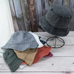 Unisex Washed Denim Bucket Hat Casual Summer Fisherman Style Cap