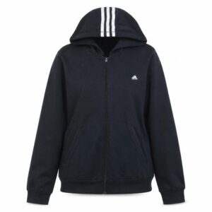 adidas Womens Full Zip Hoodie Size 12 Black Long Sleeve Activewear Logo