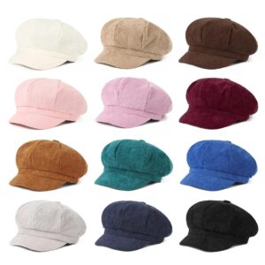 Vintage Newsboy Cap Beret Hat Octagonal Casual Winter Cap for Women Men