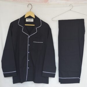 Black Color Plain Unisex Pyjama Set Large Size Sleepwear Dress 100%Cotton PJ-32