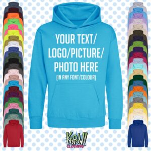Custom Personalised Baby/Kids/Childrens HOODIE 0-15yrs Name Text Logo Funny Gift