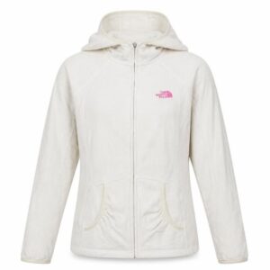 The North Face Womens Full Zip Hoodie Size S Beige Long Sleeve Activewear Logo