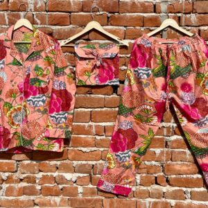 Indian Cotton Peach Fruit PJ Set Bridesmaid Pajama set Women Nightwear Suits AU
