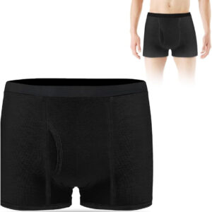 AOOWU Washable Leak-Proof Cotton Boxer Brief for Men (Large XL, Black)
