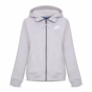 Nike Womens Full Zip Hoodie Size S Beige Long Sleeve Activewear Logo