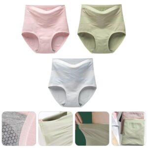 3 Pcs Cotton Panties Women High Waist Underwear Full Coverage Bikini