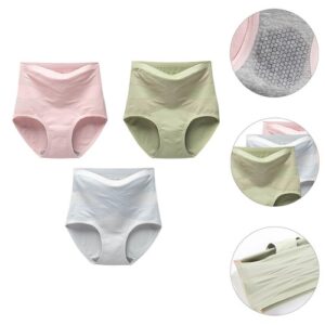 3 Pcs Cotton Panties Women High Waist Underwear Full Coverage Bikini