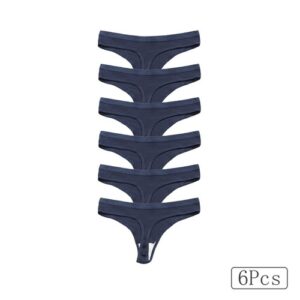 Cotton Thong Underwear Pack 6 Pcs for Women Mid-Low Waist Everyday Comfort Fit