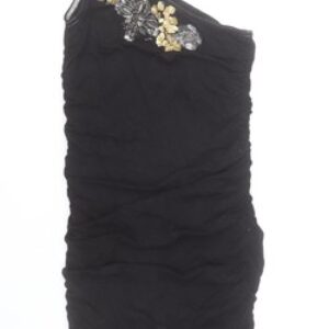 New Look Women’s Black One Shoulder Beaded Bodycon Dress Size 10