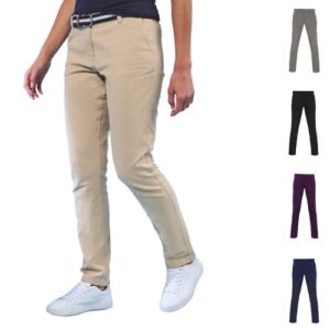 Womens Stretch Chinos Trousers Ladies Classic Fit Cotton Pants Casual Workwear