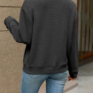 Loose Fit Women’s Solid Color Long Sleeve Zipper Jacket Polyester Fabric