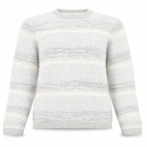 F&F Womens Pullover Jumper Size 12 Grey Crew Neck Striped Long Sleeve Glitter