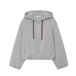 Women’s Lightweight Cropped Jacket Hooded Color Blocked Polyester Fabric