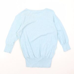 Dorothy Perkins Womens Blue Round Neck Herringbone Cotton Pullover Jumper Size