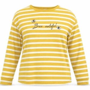 George Womens Pullover Jumper Size S Yellow Crew Neck Striped Long Sleeve