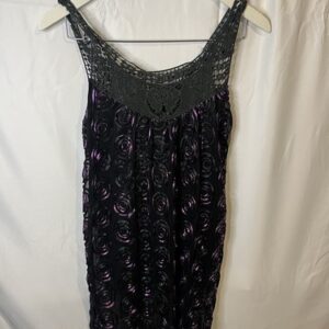 Joe Browns Ladies Purple Black Floral Sleeveless Mini Dress Crochet Size 10