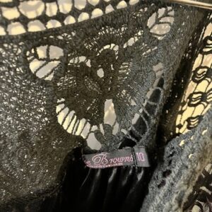 Joe Browns Ladies Purple Black Floral Sleeveless Mini Dress Crochet Size 10