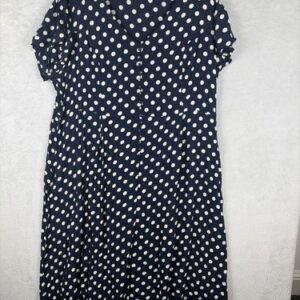 Joe Browns Dress Womens UK 28 Blue White Polka Dot Vintage Style Short Sleeve