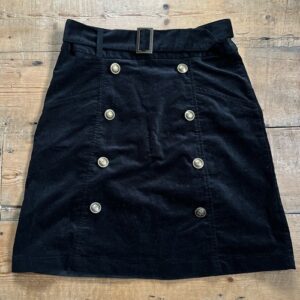 Joe Browns black skirt Black Velvet High Waist Nautical Buttons Belt Size 8 10