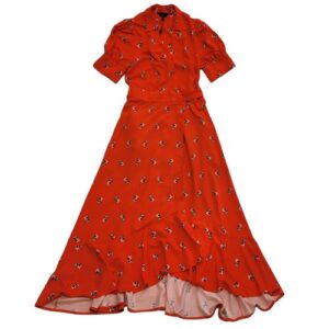 Next Red V-Neck Floral V-Neck Maxi Wrap Dress Uk Women’s Size 8 Bnwt DD116