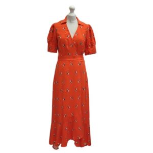 Next Red V-Neck Floral V-Neck Maxi Wrap Dress Uk Women’s Size 8 Bnwt DD116