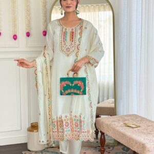 Indian Women Viscose Chanderi Kurti Pant Set Party Wedding Wear Salwar Kameez