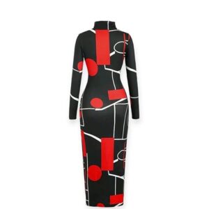 Women’s Multicolored Graphical Print, Stand Collar, Bodycon Dress NEW FREE P&P