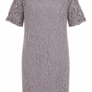 Dunnes Stores Womens Sheath Dress Size 14 Grey Knee Length Boat Neck Half Sleeve
