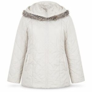 Anne De Lancay Womens Puffer Jacket Coat Size M Ivory Mid-Length Long Sleeve
