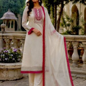 Women’s Designer Soft Organza Kurti Pant Set with Kundan organza Dupatta Festive