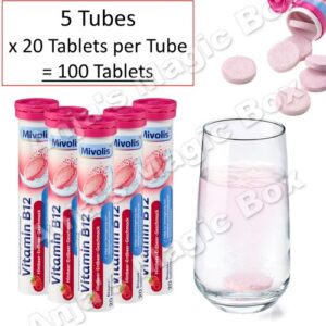 5 Tubes MIVOLIS Vitamin B12 | 100 effervescent Tablets | Tiredness Fatigue